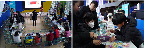 孩子们体验索尼toio™创意机器人编程课