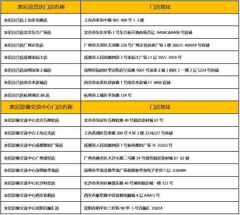 索尼线下体验店地址