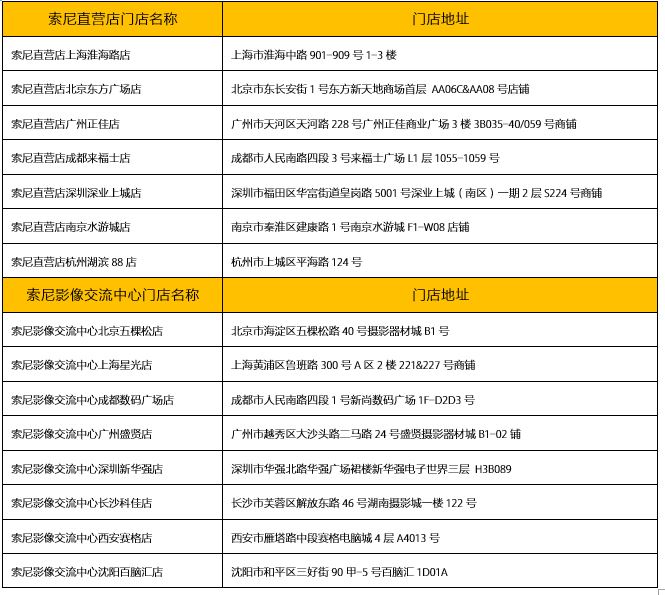 索尼线下体验店地址
