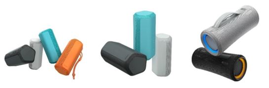 索尼广阔声场系列蓝牙音箱SRS-XE200(左), SRS-XE300(中)和派对音箱SRS-XG300(右)