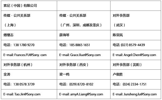 索尼(中国)有限公司公共关系联系表