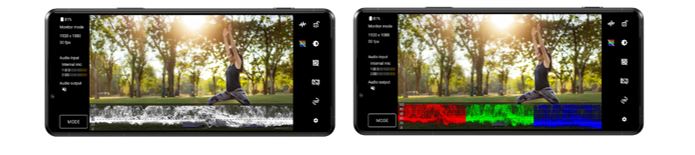 波形图监视功能(左为亮度波形图,右为RGB波形图)