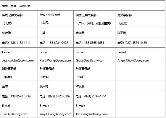 索尼(中国)有限公司公共关系联系表