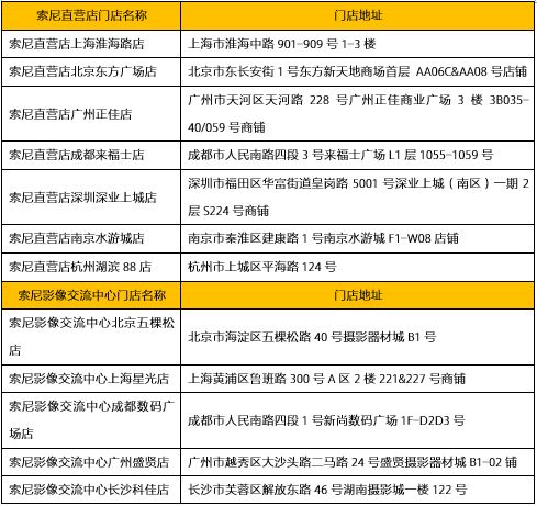 索尼线下体验店地址