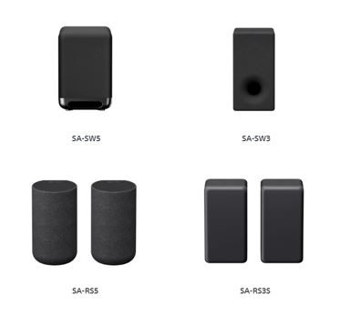 供选购的无线低音炮(上)、无线后环绕音箱（下）