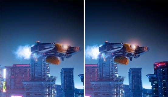 <p>左:高GtG 右:1ms GtG</p> *图像为模拟效果