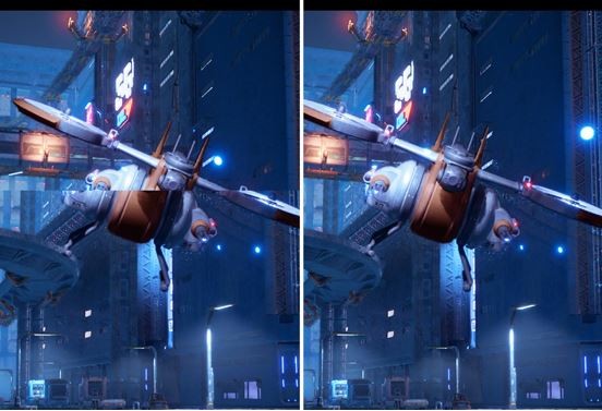 <p>左:关闭VRR 右:开启VRR</p> *图像为模拟效果