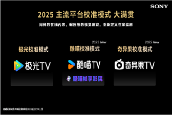 索尼与腾讯、爱奇艺、优酷合作推出专业校准模式